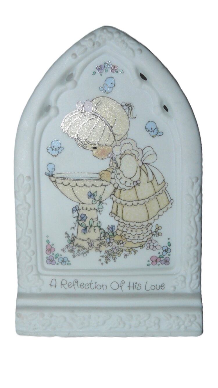 Vtg Precious Moments Ceramic Figurine "A Reflection Of His Love"  Floral Bird